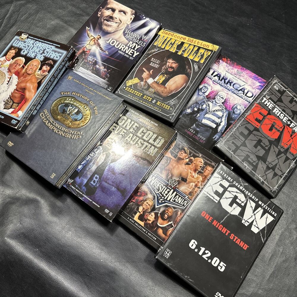 HUGE LOT OF 9 Rare WWE and ECW DVDS WRESTLING DVDS HAUL Wrestlemania Stone Cold